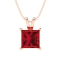 thumbnail image 1 of Clara Pucci 18K Rose Solid Hypoallergenic Gold 2Ct Tourmaline Princess Cut Solitaire Designer Necklace Pendant For October, 1 of 6