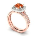 thumbnail image 1 of Clara Pucci 18K Rose/White Gold 1.495 Simulated Red Diamond Engraveable Engagement Ring + Wedding Band Set, 1 of 7