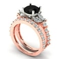 thumbnail image 1 of Clara Pucci 18K Rose/White Gold 2.94 Natural Onyx Engraveable Engagement Ring + Wedding Band Set, 1 of 7