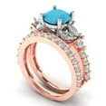 thumbnail image 1 of Clara Pucci 18K Rose/White Gold 2.94 Simulated Turquoise Engraveable Engagement Ring + Wedding Band Set, 1 of 7