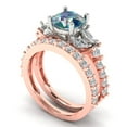 thumbnail image 1 of Clara Pucci 18K Rose/White Gold Round Cut 1.5Ct Synthetic Blue Moissanite Engagement Ring + Matching Band - Luxury Box Included, 1 of 7