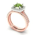 thumbnail image 1 of Clara Pucci 18K Rose/White Gold Round Cut 1Ct Natural Peridot Engagement Ring + Matching Band - Luxury Box Included, 1 of 7