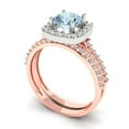 thumbnail image 1 of Clara Pucci 18K Rose/White Gold Round Cut 1Ct Natural Swiss Blue Topaz Engagement Ring + Matching Band - Luxury Box Included, 1 of 7