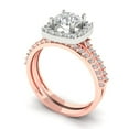 thumbnail image 1 of Clara Pucci 18K Rose/White Gold Round Cut 1Ct Synthetic White Sapphire Engagement Ring + Matching Band - Luxury Box Included, 1 of 7