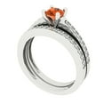 thumbnail image 1 of Clara Pucci 18K White Gold 0.86 Simulated Red Diamond Engraveable Engagement Ring + Wedding Band Set, 1 of 7