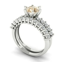 Clara Pucci 18K White Gold 1.66 Natural Morganite Engraveable Engagement Ring   Wedding Band Set