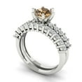 thumbnail image 1 of Clara Pucci 18K White Gold 1.66 Simulated Champagne Engraveable Engagement Ring + Wedding Band Set, 1 of 7