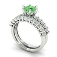 thumbnail image 1 of Clara Pucci 18K White Gold 1.66 Simulated Green Diamond Engraveable Engagement Ring + Wedding Band Set, 1 of 7