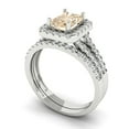 thumbnail image 1 of Clara Pucci 18K White Gold 1.72 Natural Morganite Engraveable Engagement Ring + Wedding Band Set, 1 of 7