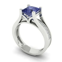 Clara Pucci 18K White Gold 2.28 Simulated Tanzanite Engraveable Engagement Ring   Wedding Band Set
