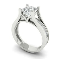 Clara Pucci 18K White Gold 2.28 Synthetic Moissanite Engraveable Engagement Ring   Wedding Band Set