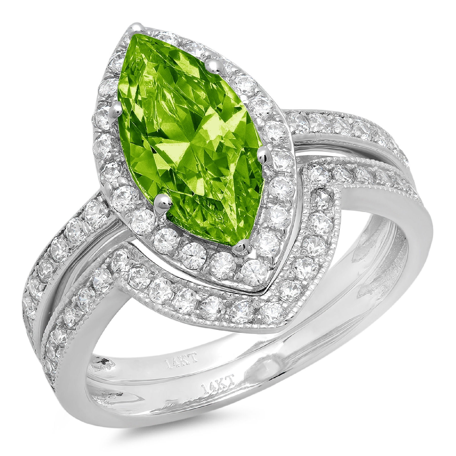 Clara Pucci 18K White Gold 2 4875 Natural Peridot Engraveable clara-pucci-18k-white-gold-2-4875-natural-peridot-engraveable