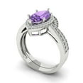 thumbnail image 1 of Clara Pucci 18K White Gold 2.4875 Simulated Alexandrite Engraveable Engagement Ring + Wedding Band Set, 1 of 7