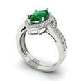 thumbnail image 1 of Clara Pucci 18K White Gold 2.4875 Simulated Emerald Engraveable Engagement Ring + Wedding Band Set, 1 of 7