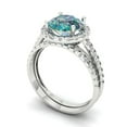 thumbnail image 1 of Clara Pucci 18K White Gold 2.52 Synthetic Blue Moissanite Engraveable Engagement Ring + Wedding Band Set, 1 of 7