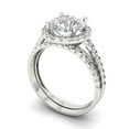 thumbnail image 1 of Clara Pucci 18K White Gold 2.52 Synthetic White Sapphire Engraveable Engagement Ring + Wedding Band Set, 1 of 7