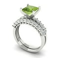 thumbnail image 1 of Clara Pucci 18K White Gold 2.63 Natural Peridot Engraveable Engagement Ring + Wedding Band Set, 1 of 7