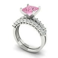 thumbnail image 1 of Clara Pucci 18K White Gold 2.63 Simulated Pink Diamond Engraveable Engagement Ring + Wedding Band Set, 1 of 7