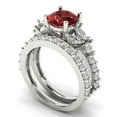thumbnail image 1 of Clara Pucci 18K White Gold 2.94 Natural Garnet Engraveable Engagement Ring + Wedding Band Set, 1 of 7