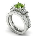 thumbnail image 1 of Clara Pucci 18K White Gold 2.94 Natural Peridot Engraveable Engagement Ring + Wedding Band Set, 1 of 7