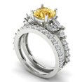 thumbnail image 1 of Clara Pucci 18K White Gold 2.94 Synthetic Yellow Moissanite Engraveable Engagement Ring + Wedding Band Set, 1 of 7