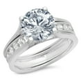 thumbnail image 1 of Clara Pucci 18K White Gold 3.39 Simulated Blue Diamond Engraveable Engagement Ring + Wedding Band Set, 1 of 5