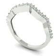 thumbnail image 1 of Clara Pucci 18K White Solid Gold Custom Laser Engraved Women's Solid Gold Ring Stackable Statement Band With Round Cut 0.23TCW, 1 of 7
