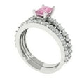 thumbnail image 1 of Clara Pucci 18K White Gold Emerald Cut 0.5Ct Simulated Pink Diamond Engagement Ring + Matching Band - Luxury Box Included, 1 of 7