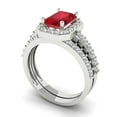 thumbnail image 1 of Clara Pucci 18K White Gold Emerald Cut 1.5Ct Simulated Ruby Engagement Ring + Matching Band - Luxury Box Included, 1 of 7