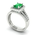 thumbnail image 1 of Clara Pucci 18K White Gold Emerald Cut 1Ct Simulated Emerald Engagement Ring + Matching Band - Luxury Box Included, 1 of 7