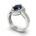 thumbnail image 1 of Clara Pucci 18K White Gold Marquise Cut 2Ct Simulated Blue Sapphire Engagement Ring + Matching Band - Luxury Box Included, 1 of 7