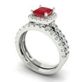 thumbnail image 1 of Clara Pucci 18K White Gold Princess Cut 0.75Ct Simulated Ruby Engagement Ring + Matching Band - Luxury Box Included, 1 of 7