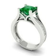 thumbnail image 1 of Clara Pucci 18K White Gold 2.28 Simulated Emerald Engraveable Engagement Ring + Wedding Band Set, 1 of 7