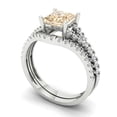 thumbnail image 1 of Clara Pucci 18K White Gold Princess Cut 1Ct Natural Morganite Engagement Ring + Matching Band - Luxury Box Included, 1 of 7