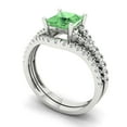 thumbnail image 1 of Clara Pucci 18K White Gold Princess Cut 1Ct Simulated Green Diamond Engagement Ring + Matching Band - Luxury Box Included, 1 of 7