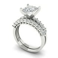 thumbnail image 1 of Clara Pucci 18K White Gold Princess Cut 2Ct Simulated Clear Diamond Engagement Ring + Matching Band - Luxury Box Included, 1 of 7