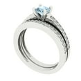 thumbnail image 1 of Clara Pucci 18K White Gold Round Cut 0.5Ct Simulated Blue Diamond Engagement Ring + Matching Band - Luxury Box Included, 1 of 7