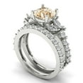 thumbnail image 1 of Clara Pucci 18K White Gold Round Cut 1.5Ct Natural Morganite Engagement Ring + Matching Band - Luxury Box Included, 1 of 7