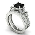 thumbnail image 1 of Clara Pucci 18K White Gold Round Cut 1.5Ct Natural Onyx Engagement Ring + Matching Band - Luxury Box Included, 1 of 7