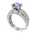 thumbnail image 1 of Clara Pucci 18K White Gold Round Cut 1.5Ct Simulated Alexandrite Engagement Ring + Matching Band - Luxury Box Included, 1 of 7