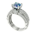 thumbnail image 1 of Clara Pucci 18K White Gold Round Cut 1.5Ct Synthetic Blue Moissanite Engagement Ring + Matching Band - Luxury Box Included, 1 of 7