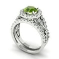 thumbnail image 1 of Clara Pucci 18K White Gold Round Cut 1Ct Natural Peridot Engagement Ring + Matching Band - Luxury Box Included, 1 of 7