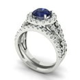 thumbnail image 1 of Clara Pucci 18K White Gold Round Cut 1Ct Simulated Blue Sapphire Engagement Ring + Matching Band - Luxury Box Included, 1 of 7