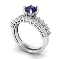 thumbnail image 1 of Clara Pucci 18K White Gold Round Cut 1Ct Simulated Blue Sapphire Engagement Ring + Matching Band - Luxury Box Included, 1 of 7