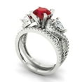 thumbnail image 1 of Clara Pucci 18K White Gold Round Cut 1Ct Simulated Ruby Engagement Ring + Matching Band - Luxury Box Included, 1 of 7