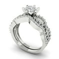 thumbnail image 1 of Clara Pucci 18K White Gold Round Cut 1Ct Synthetic White Sapphire Engagement Ring + Matching Band - Luxury Box Included, 1 of 7