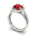 thumbnail image 1 of Clara Pucci 18K White Gold Round Cut 2Ct Simulated Ruby Engagement Ring + Matching Band - Luxury Box Included, 1 of 7