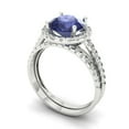 thumbnail image 1 of Clara Pucci 18K White Gold Round Cut 2Ct Simulated Tanzanite Engagement Ring + Matching Band - Luxury Box Included, 1 of 7