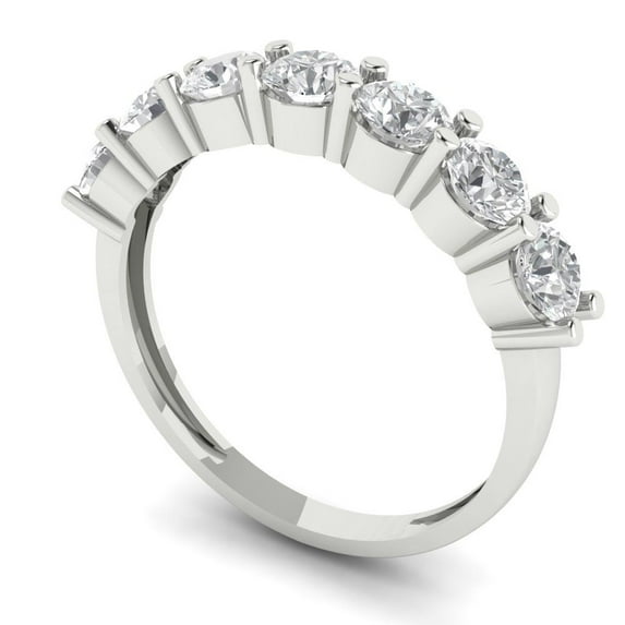 Clara Pucci 18K White Solid Gold Custom Laser Engraved Women's Solid Gold Ring Stackable Statement Band With Round Cut 1.19TCW