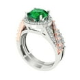 thumbnail image 1 of Clara Pucci 18K White/Rose Gold 2.32 Simulated Emerald Engraveable Engagement Ring + Wedding Band Set, 1 of 7